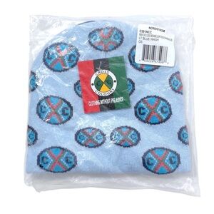 Cross Colours Light Blue Mineral Wash Logo Beanie Cap NWT